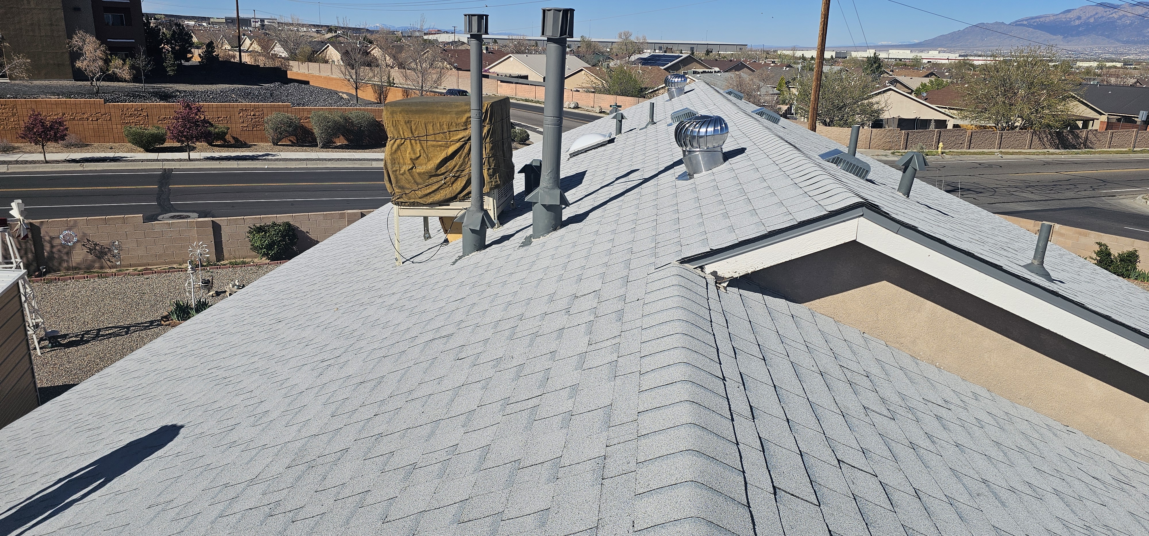 Architectural shingle roof replacement with tear-off in Albuquerque, New Mexico